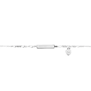 15cm Children's Sterling Silver Puff Heart ID Bracelet