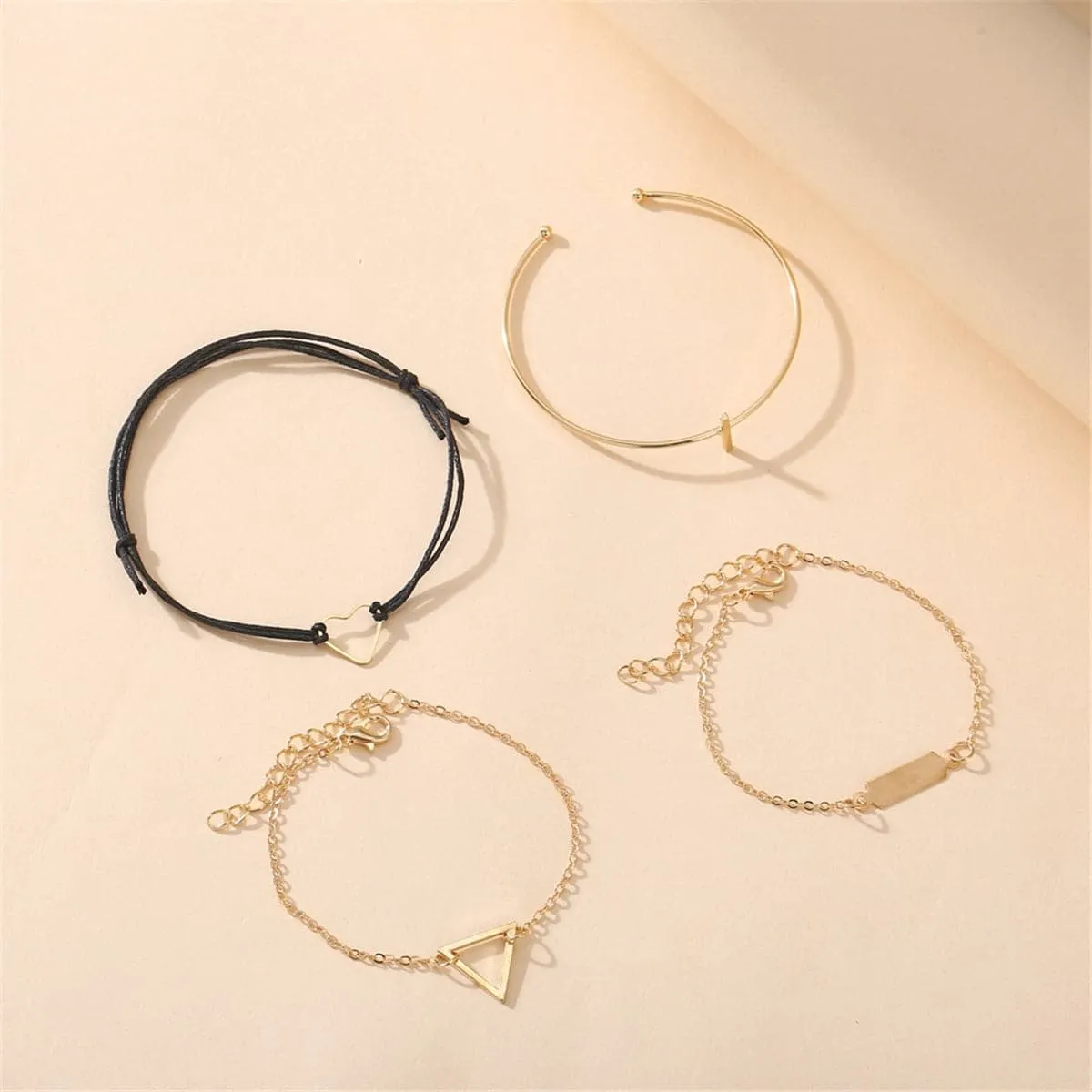 18K Gold-Plated Triangle Bracelet Set