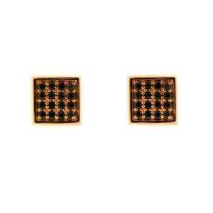 18k Rose Gold Black Diamond Earrings Cuadrado