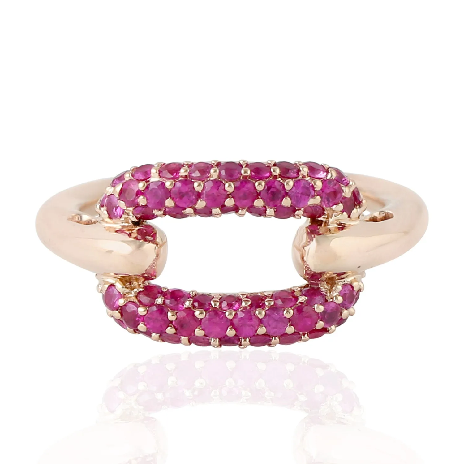 18K Rose Gold Pave Ruby Gemstone Designer Ring For Her