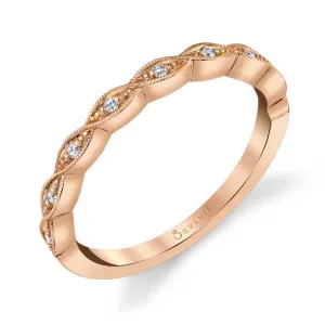 18K Rose Gold Twisted Milgrain Wedding Band