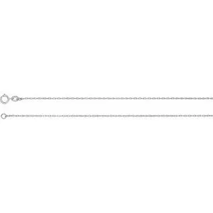 18K White 1 mm Solid Rope 16" Chain