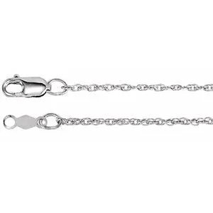 18K White 1.25 mm Rope 20" Chain