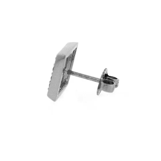 18k White Gold Black Diamond Earrings Cuadrado