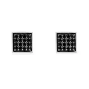 18k White Gold Black Diamond Earrings Cuadrado