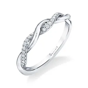 18K White Gold Diamond Twist Wedding Band