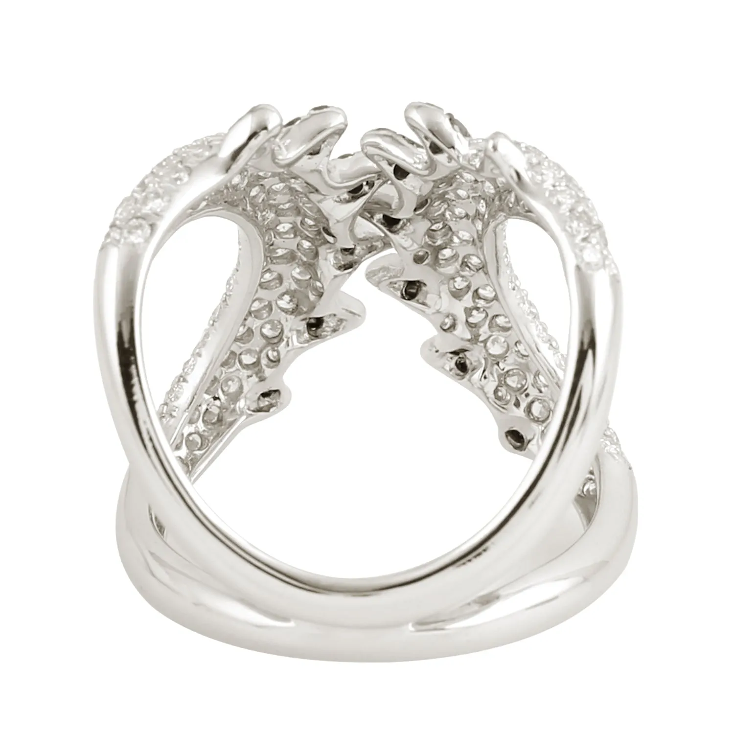 18K White Gold Micro Pave White & Black Diamond Designer Ring For Gifts