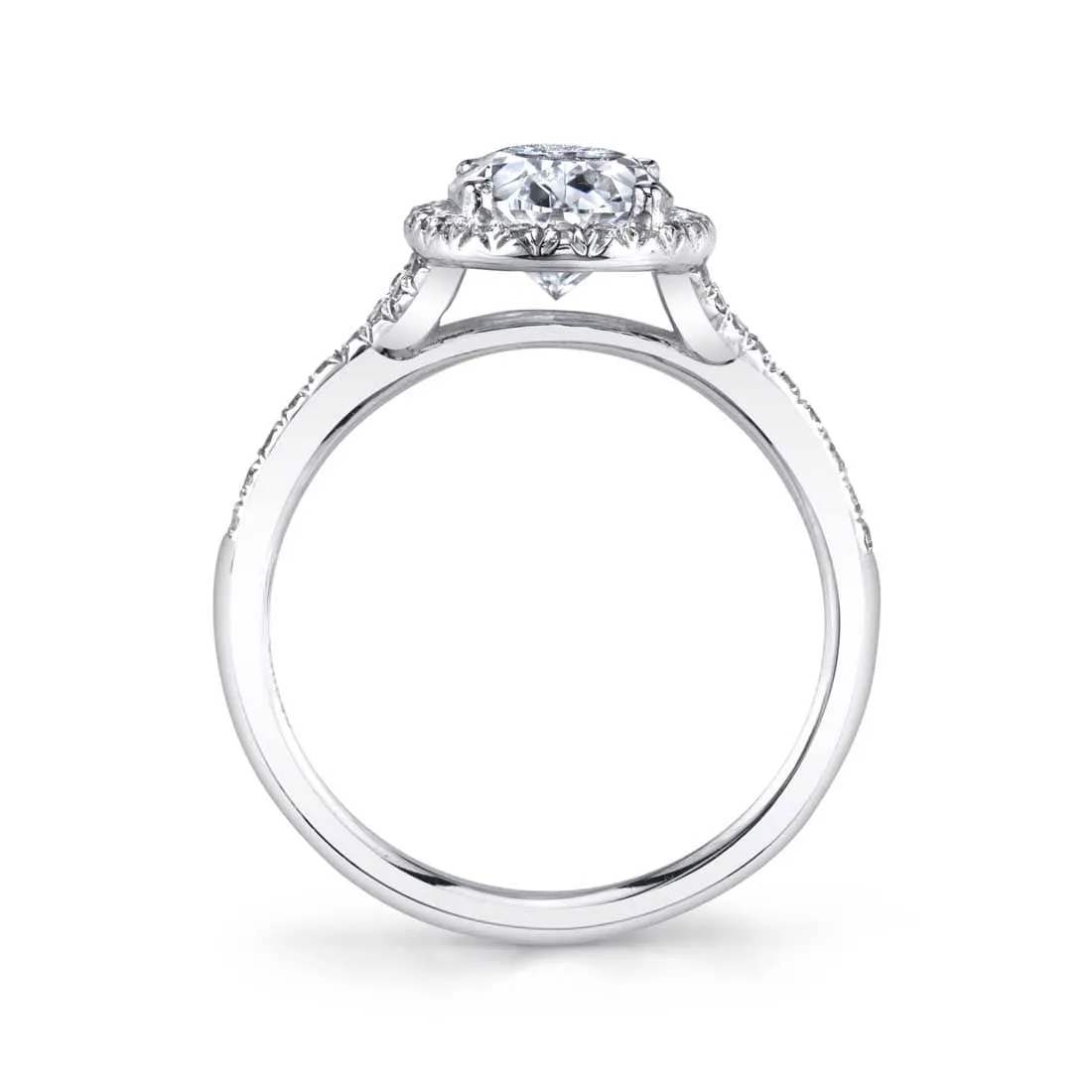 18K White Gold Oval Diamond Halo Engagement Ring Setting