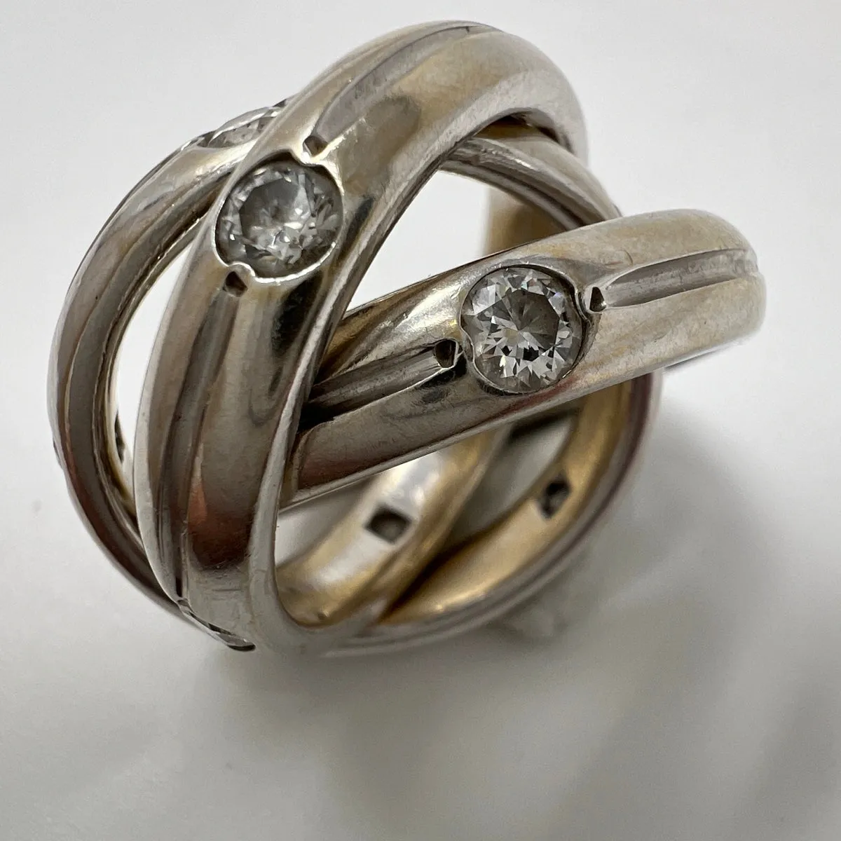 18K White Gold Rolling Rings with Diamonds