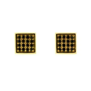 18k Yellow Gold Black Diamond Earrings Cuadrado