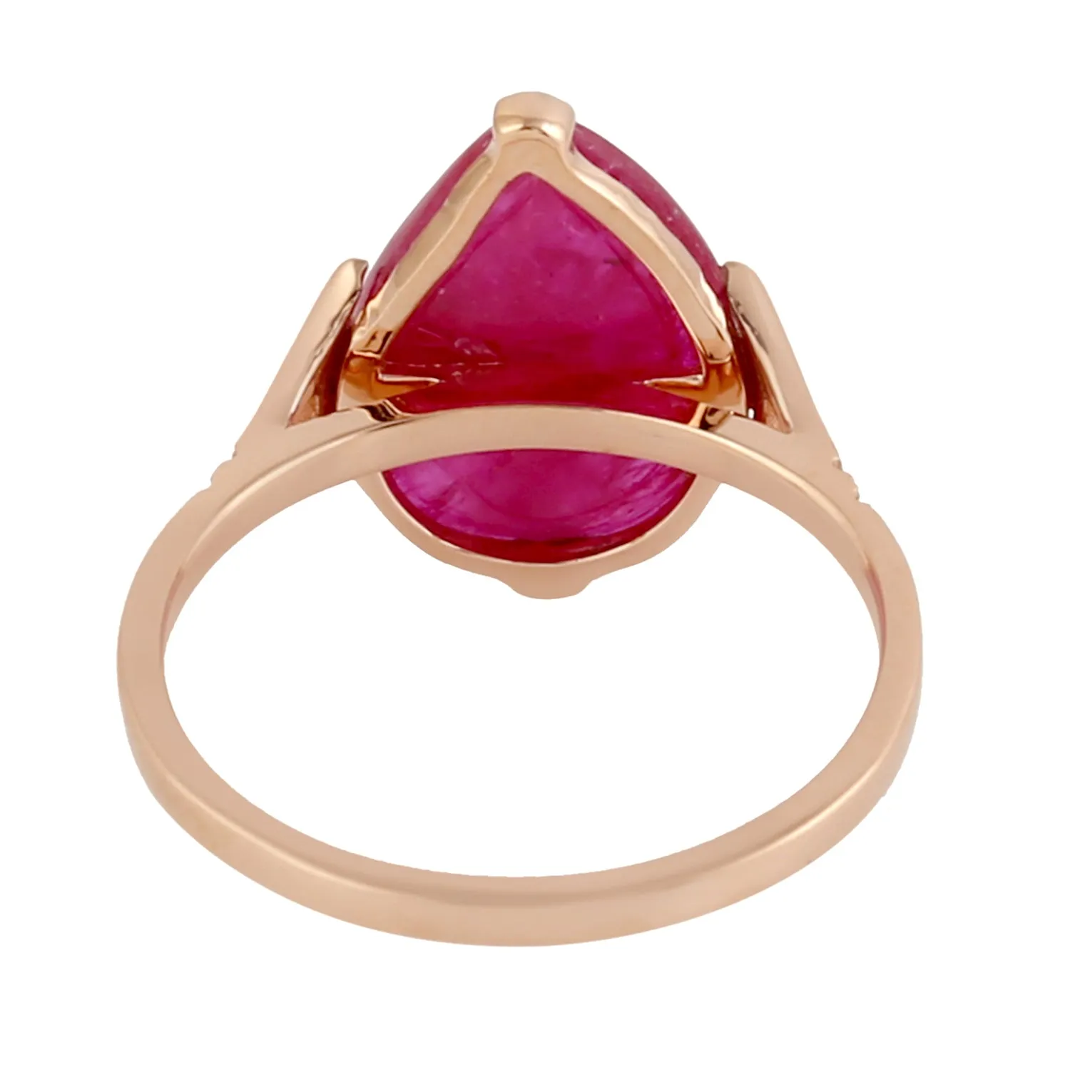 18k Yellow Gold Carved Flower Ruby Diamond Designer Ring Jewelry