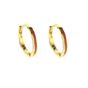 18k Yellow Gold Enamel Line Hinged Huggie Hoop Earrings
