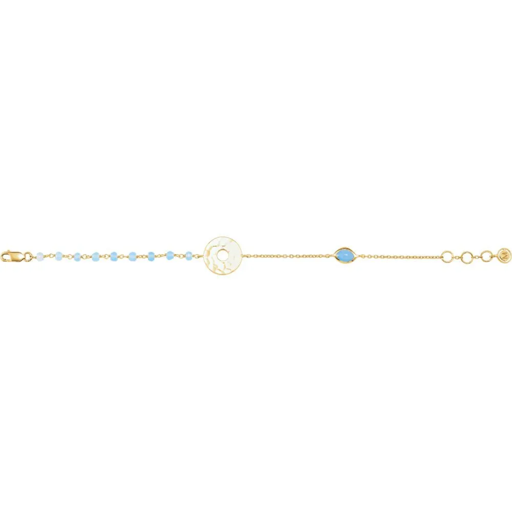 18K Yellow Gold Vermeil Blue Chalcedony 7.5" Bracelet