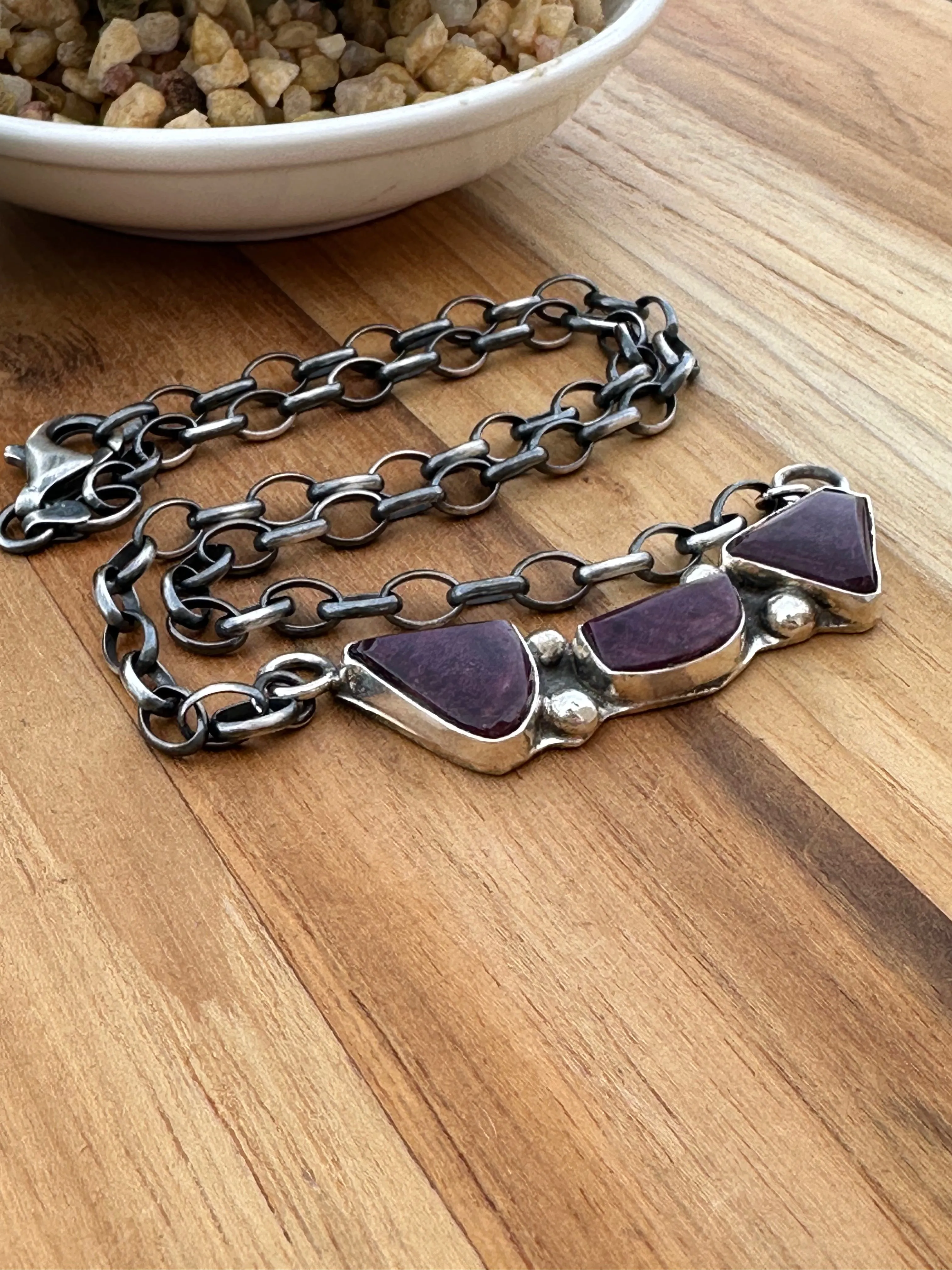 18" Purple Spiny Stone Necklace