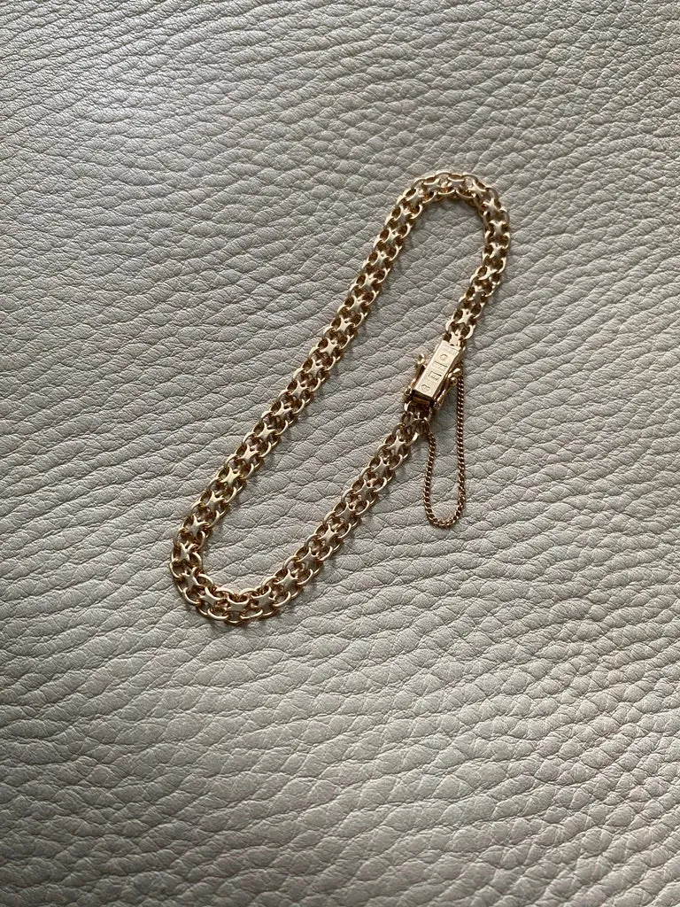 1962 Slender x-link bracelet in 18k gold - Vintage from Stockholm, Sweden - 7.5 inch length