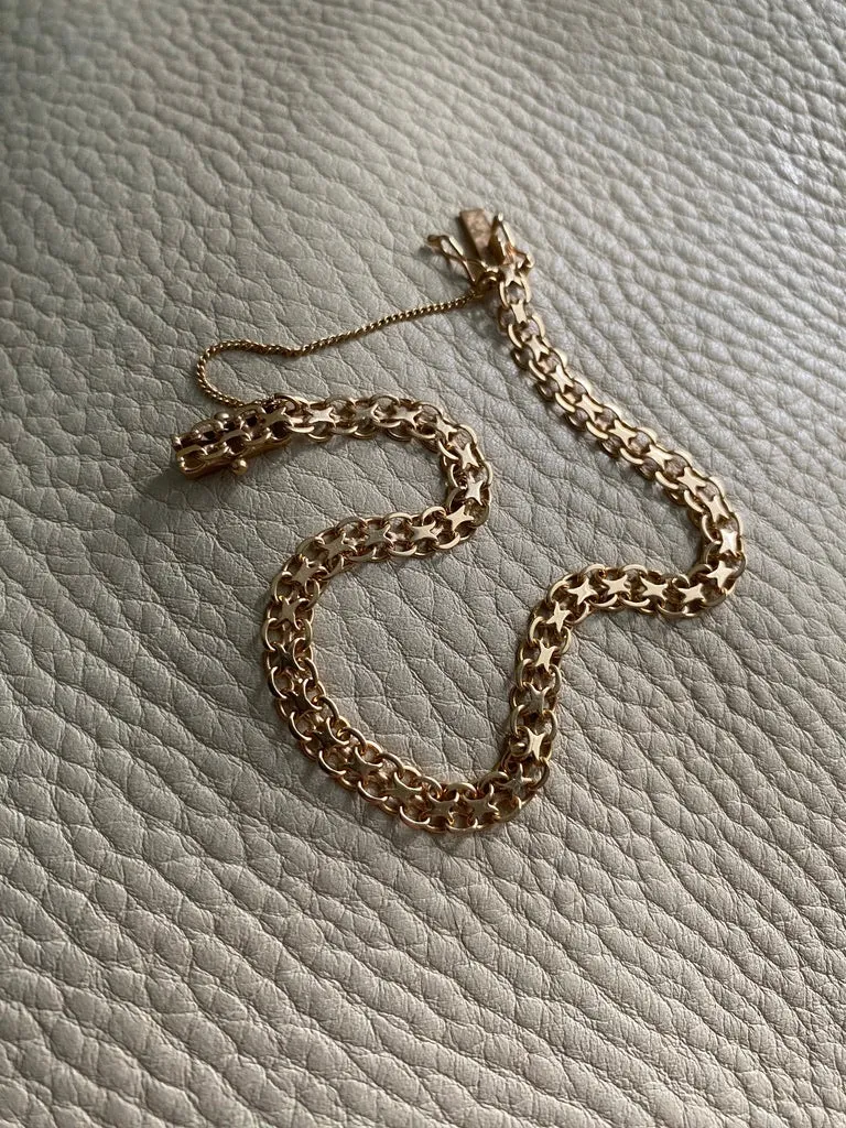 1962 Slender x-link bracelet in 18k gold - Vintage from Stockholm, Sweden - 7.5 inch length