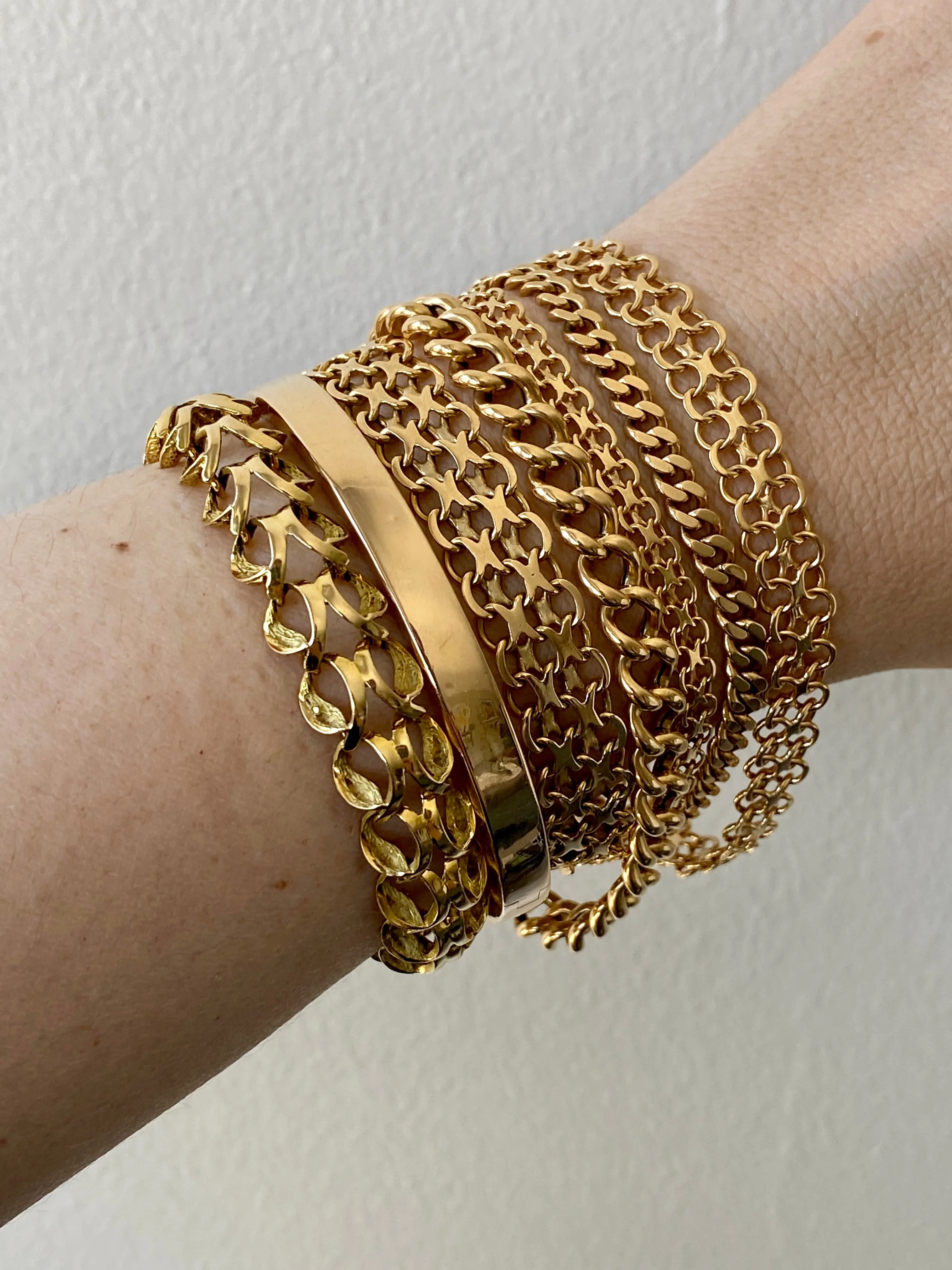 1962 Slender x-link bracelet in 18k gold - Vintage from Stockholm, Sweden - 7.5 inch length