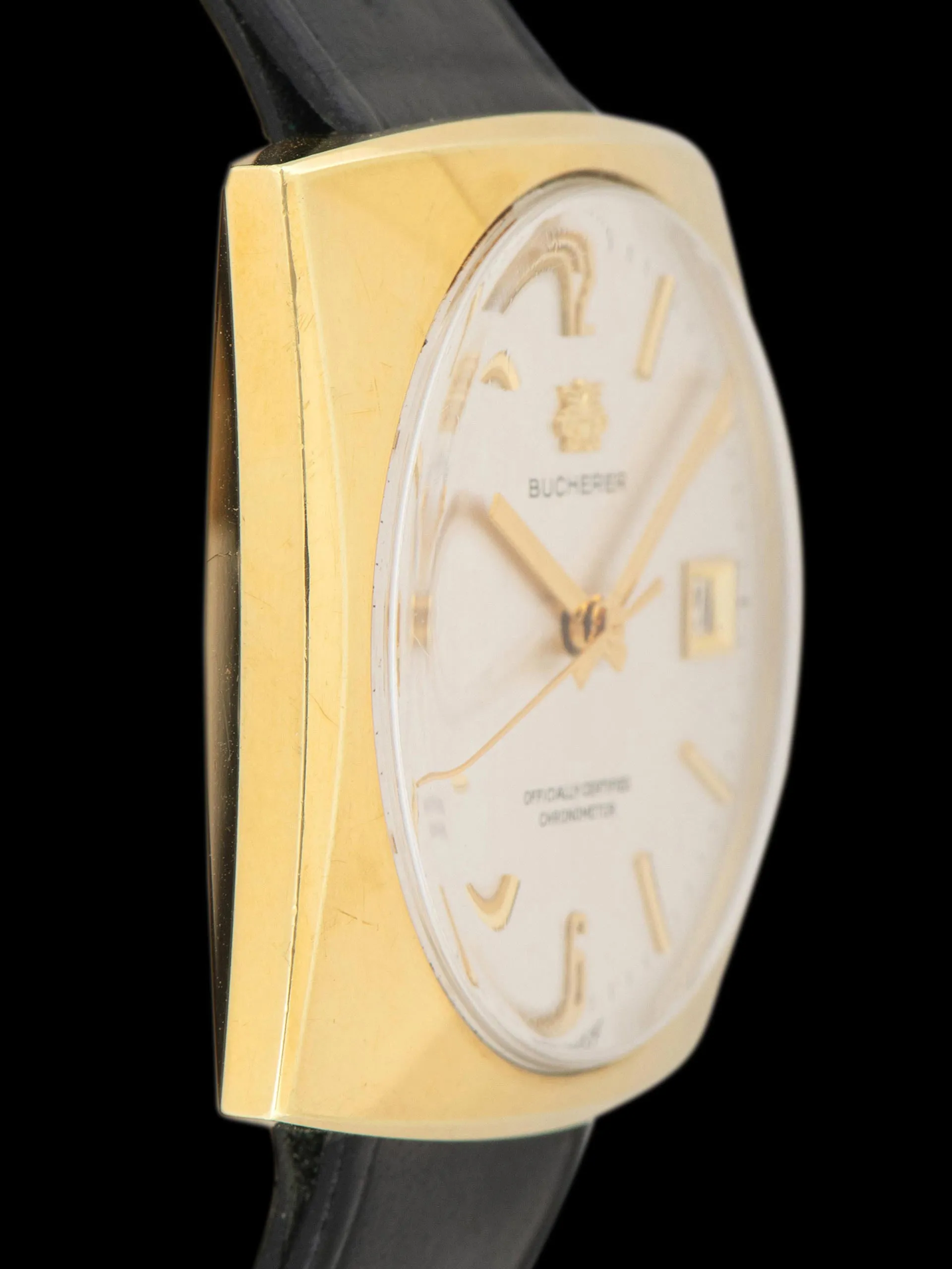 1970s Bucherer Gold-Plated Oversized Square Watch