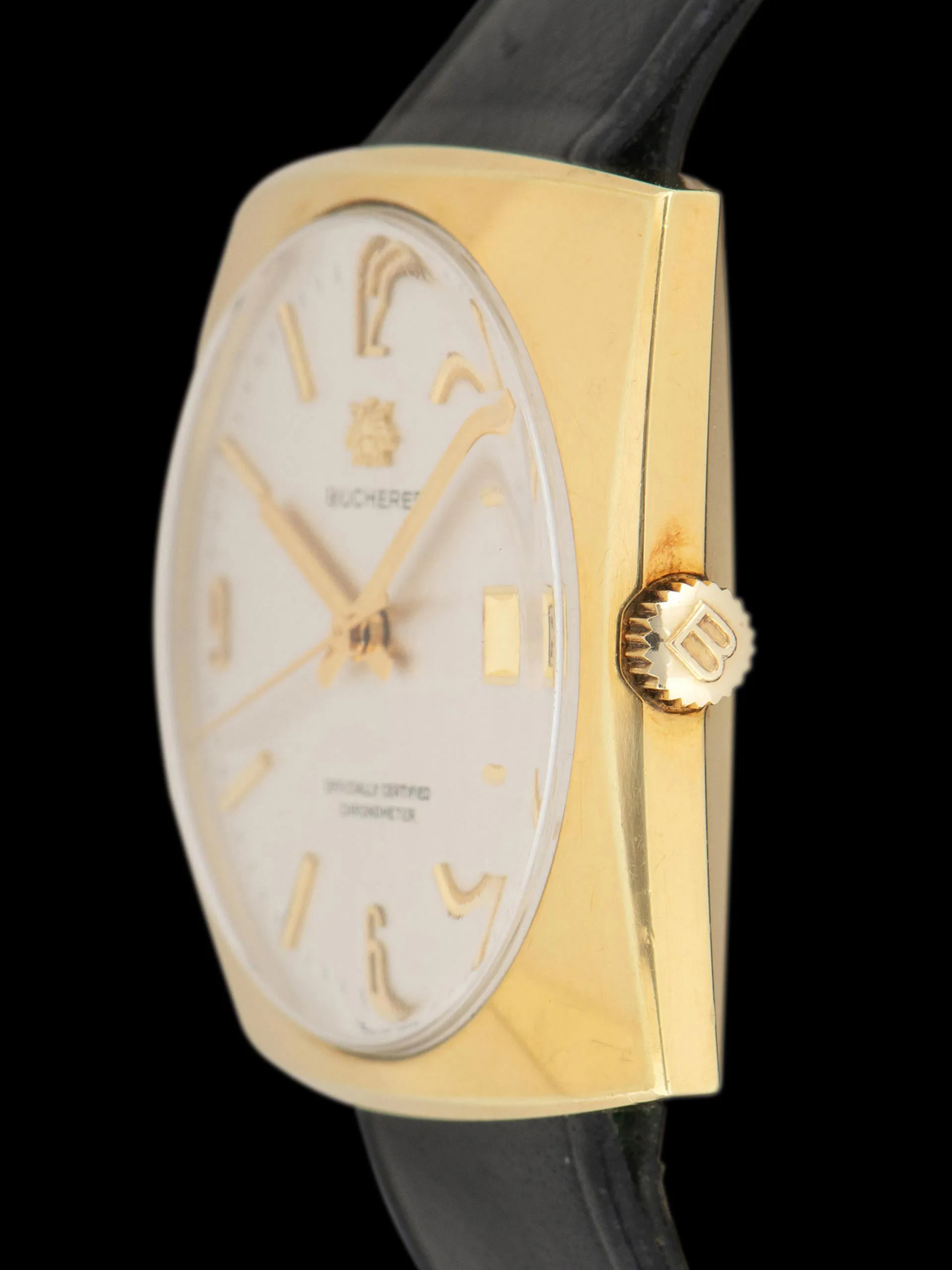1970s Bucherer Gold-Plated Oversized Square Watch