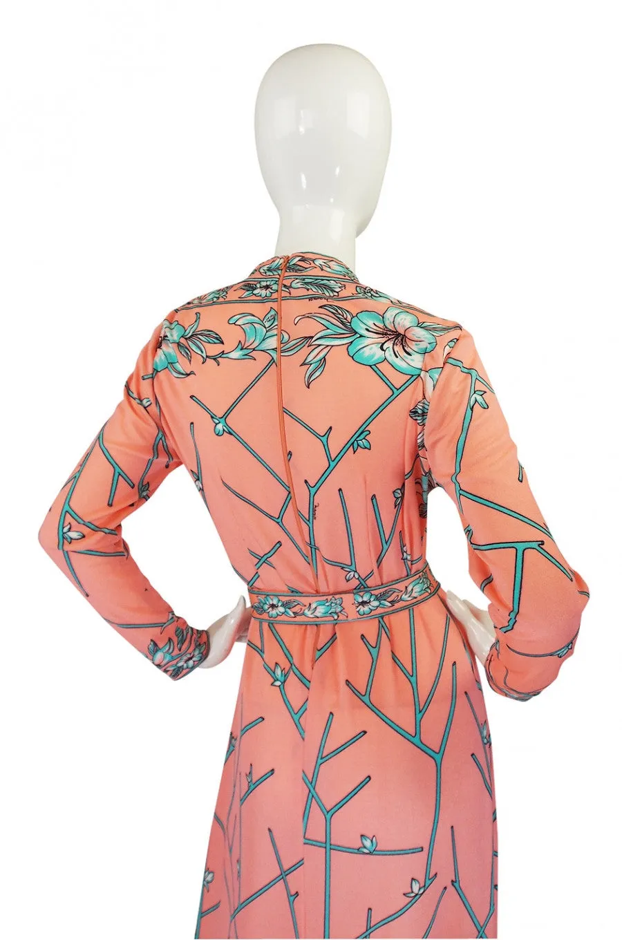 1970s Coral & Turquoise Maurice Jersey Dress