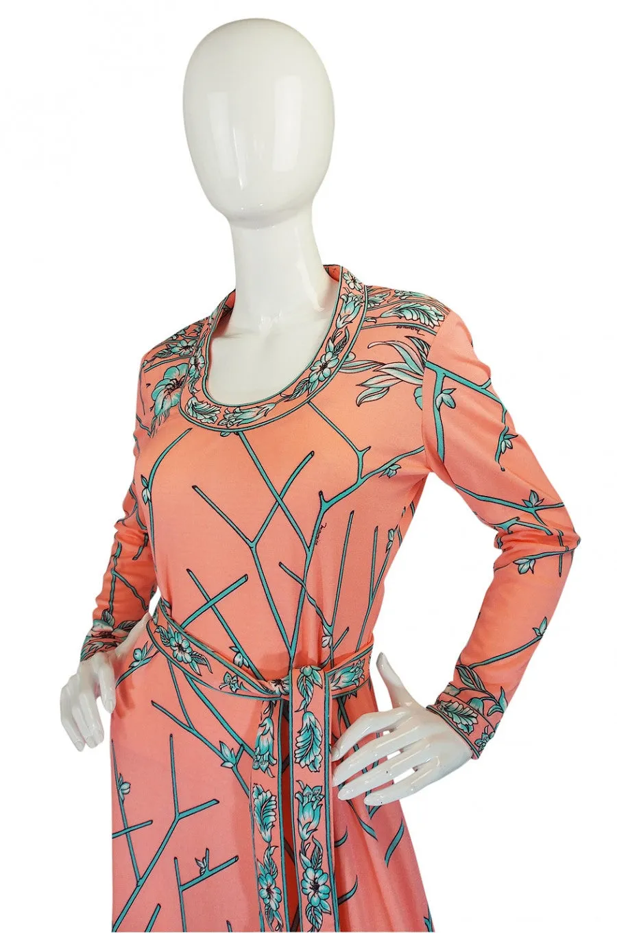 1970s Coral & Turquoise Maurice Jersey Dress