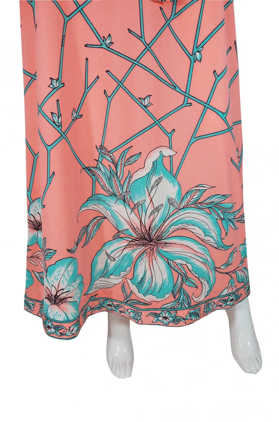 1970s Coral & Turquoise Maurice Jersey Dress