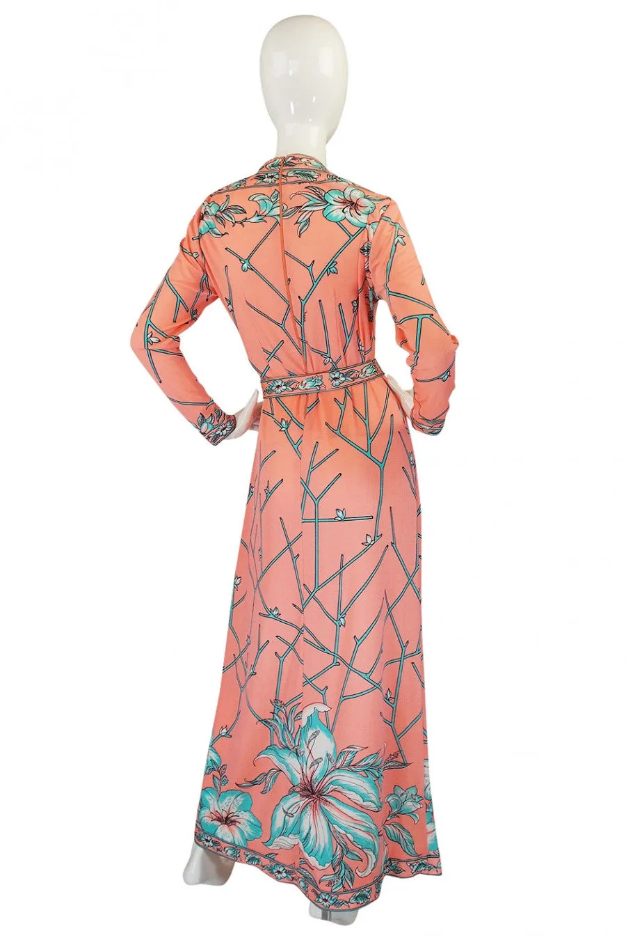 1970s Coral & Turquoise Maurice Jersey Dress