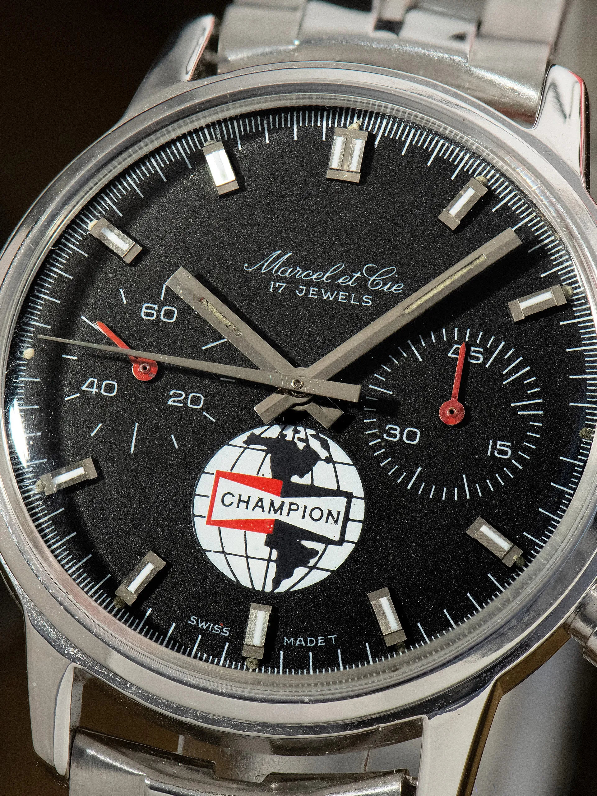 1970s Marcel Et Cie Chronograph Valjoux Cal. 7733 "Champion Spark Plug"