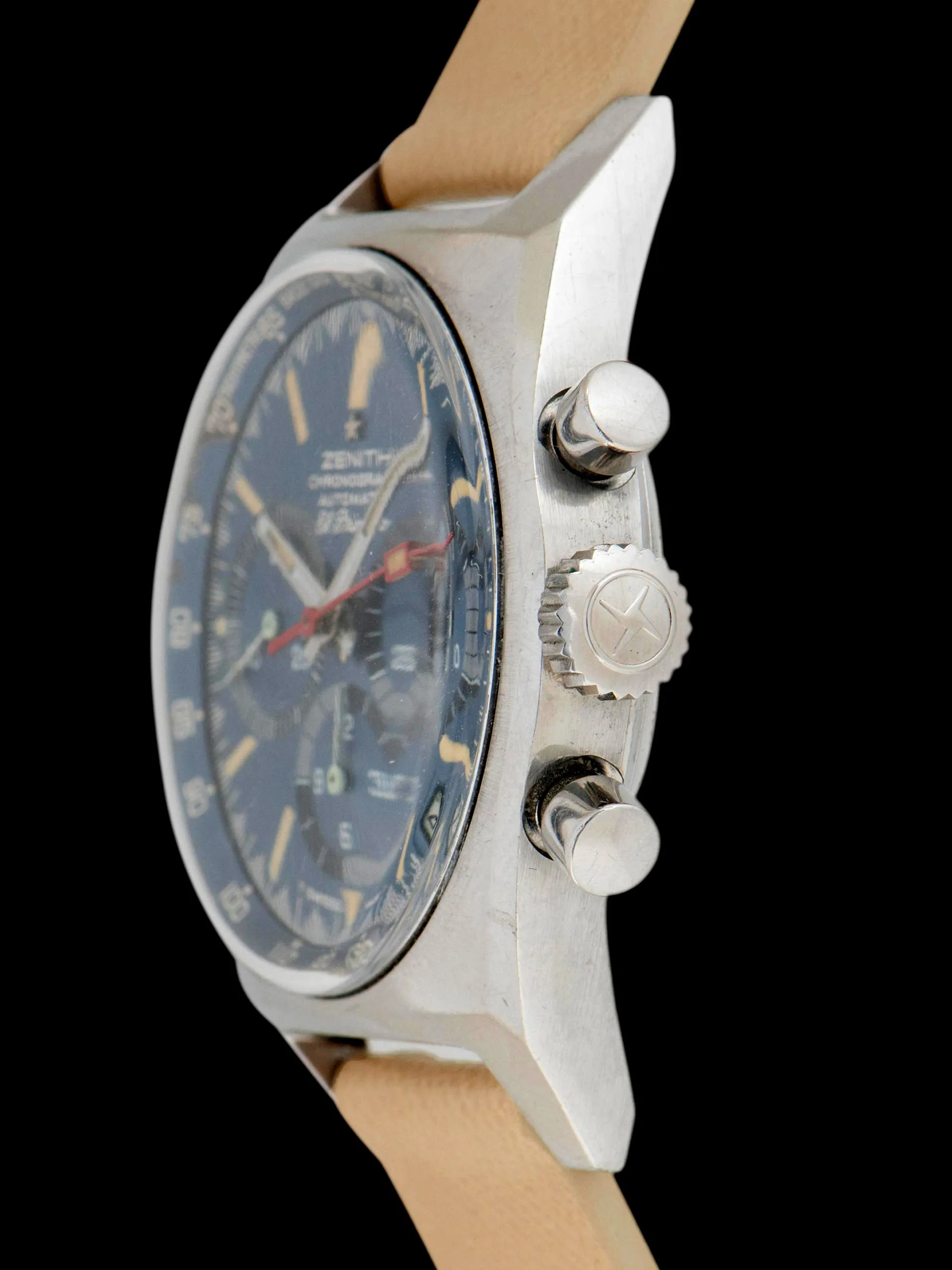 1970s Zenith El Primero Chronograph "Cover Girl" (Ref. A3818) Blue Dial