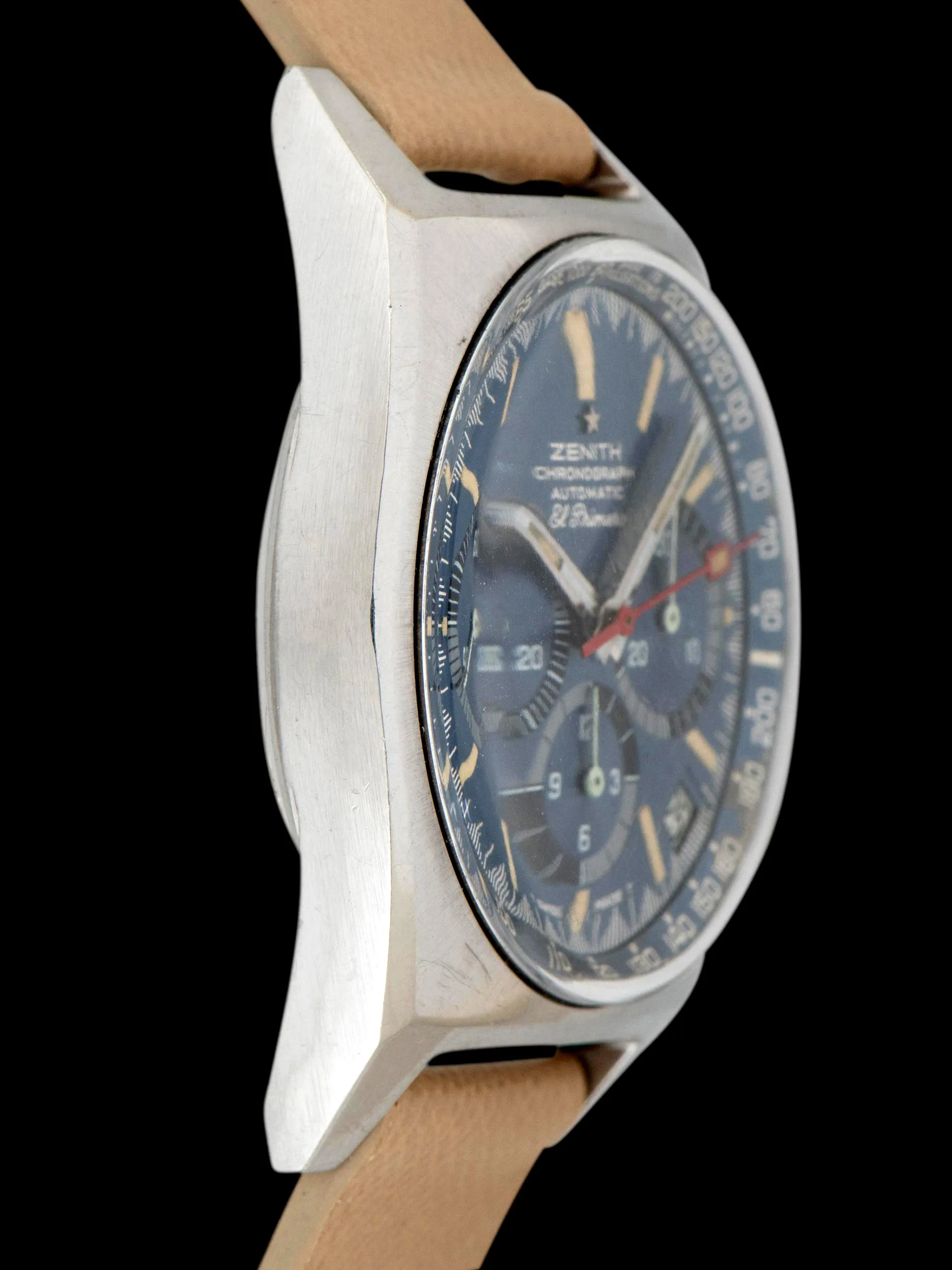 1970s Zenith El Primero Chronograph "Cover Girl" (Ref. A3818) Blue Dial