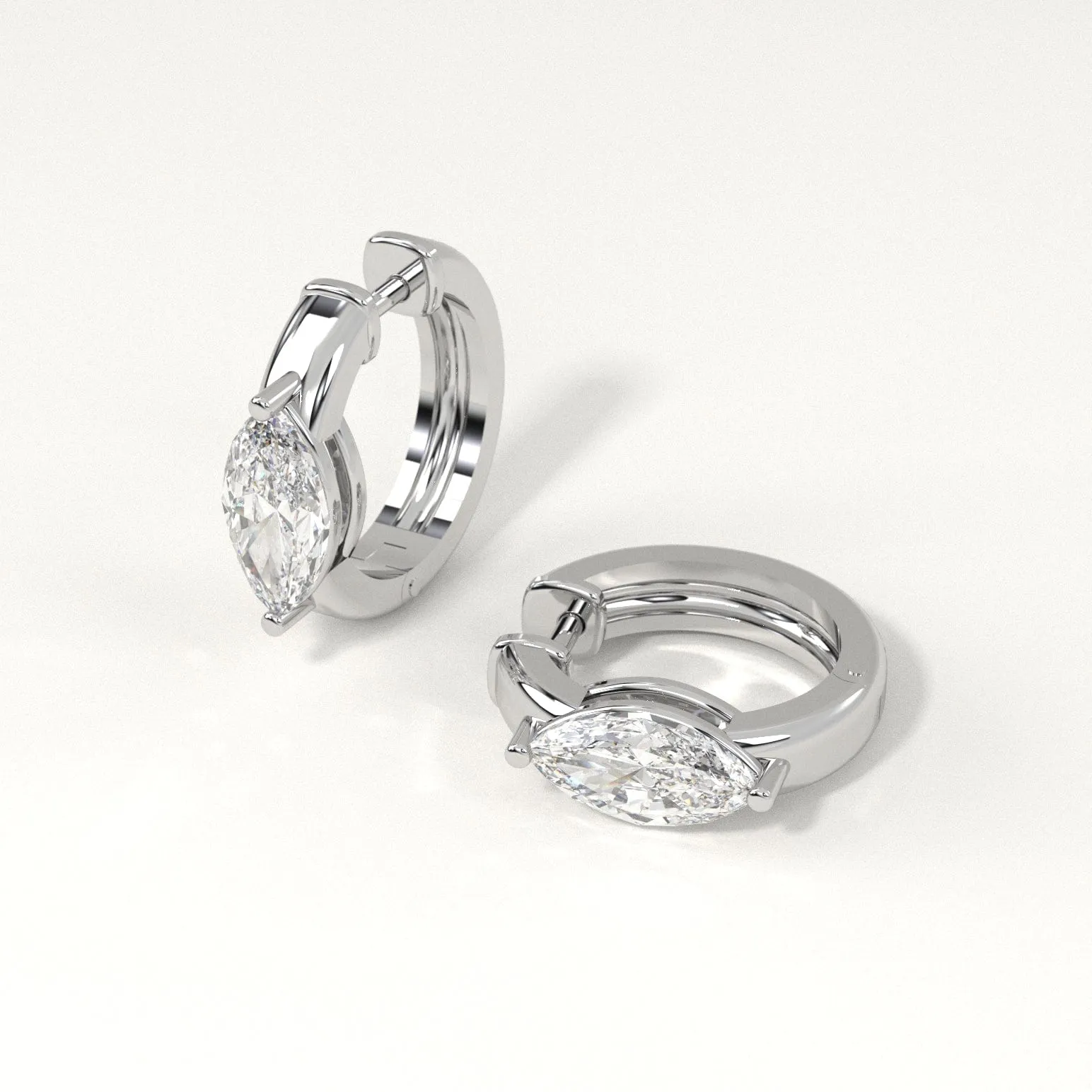 2 carat Marquise Diamond Hoop Earrings