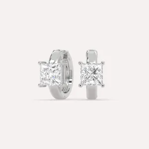 2 carat Princess Diamond Hoop Earrings