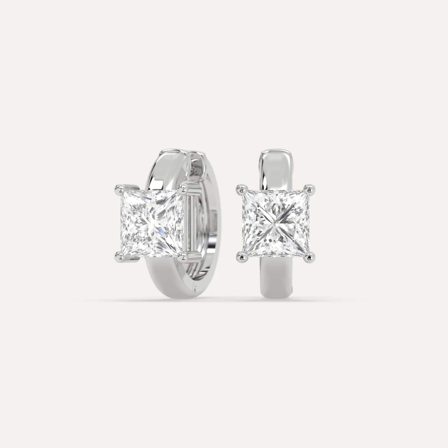 2 carat Princess Diamond Hoop Earrings