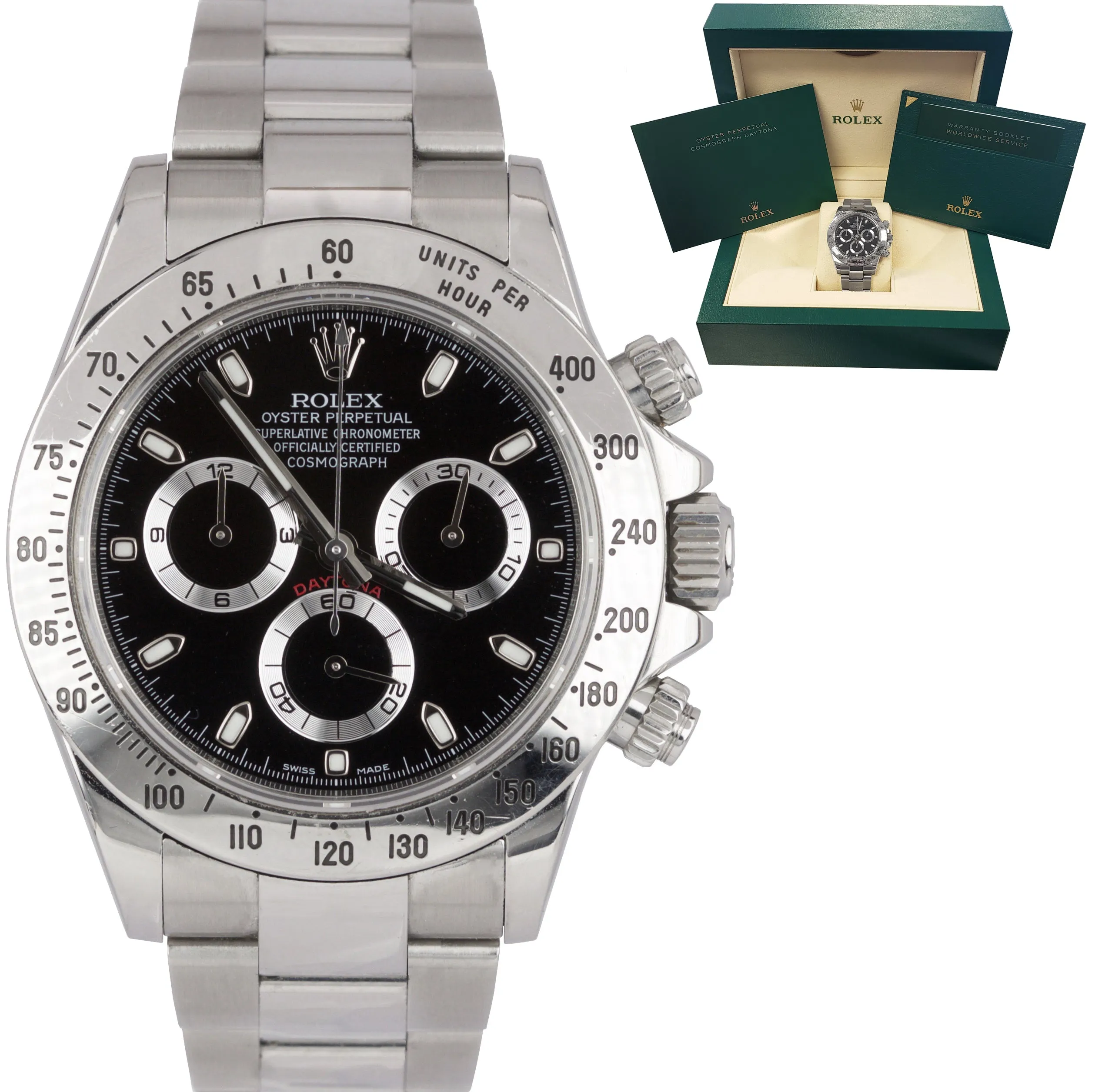 2015 UNPOLISHED Rolex Daytona Cosmograph ENGRAVED REHAUT 116520 Black 40mm Watch