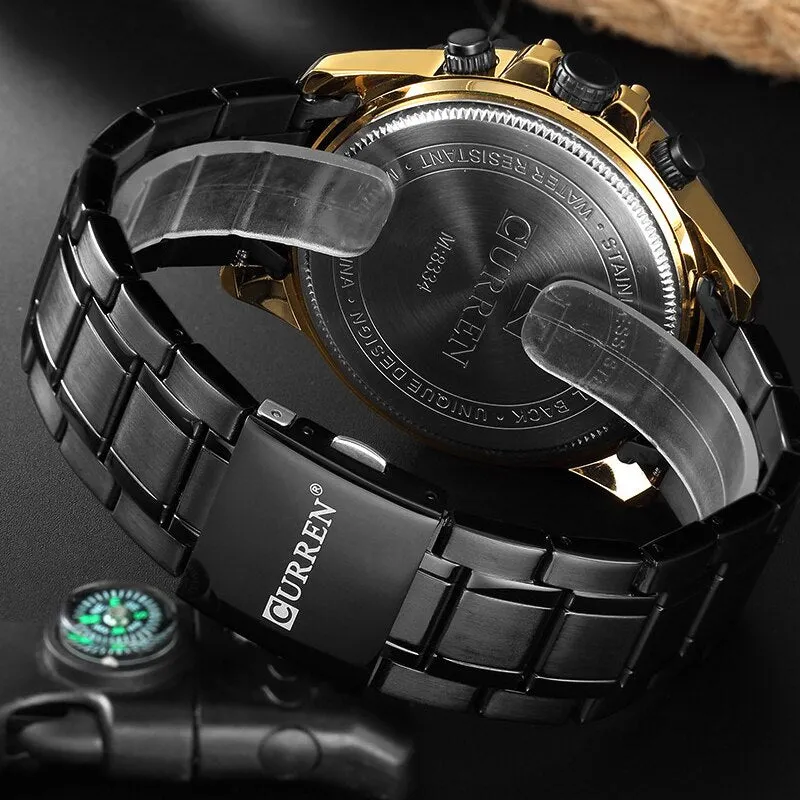 2022 New CURREN Luxury Chronograph Men Watch Stainless Steel Business Watches Waterproof Mens Sports Quartz Wrist Watch Clock