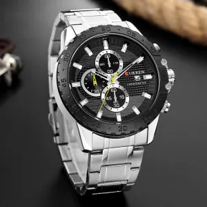 2022 New CURREN Luxury Chronograph Men Watch Stainless Steel Business Watches Waterproof Mens Sports Quartz Wrist Watch Clock