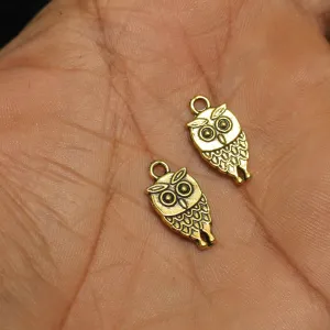 25 Pcs German Silver Owl Charms Golden 17x09mm