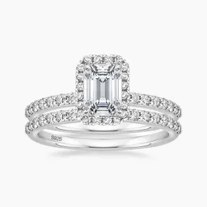 2CT Bridal Emerald Cut CZ Engagement Ring Sets