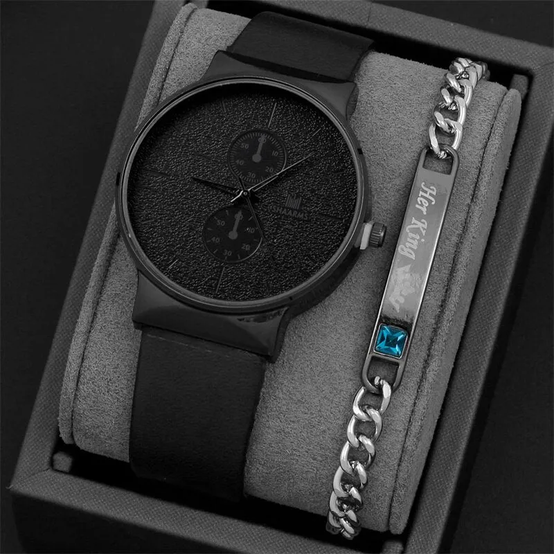 2pcs Set Fashion Mens Sports Watches Man