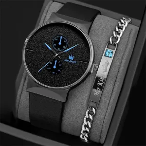 2pcs Set Fashion Mens Sports Watches Man