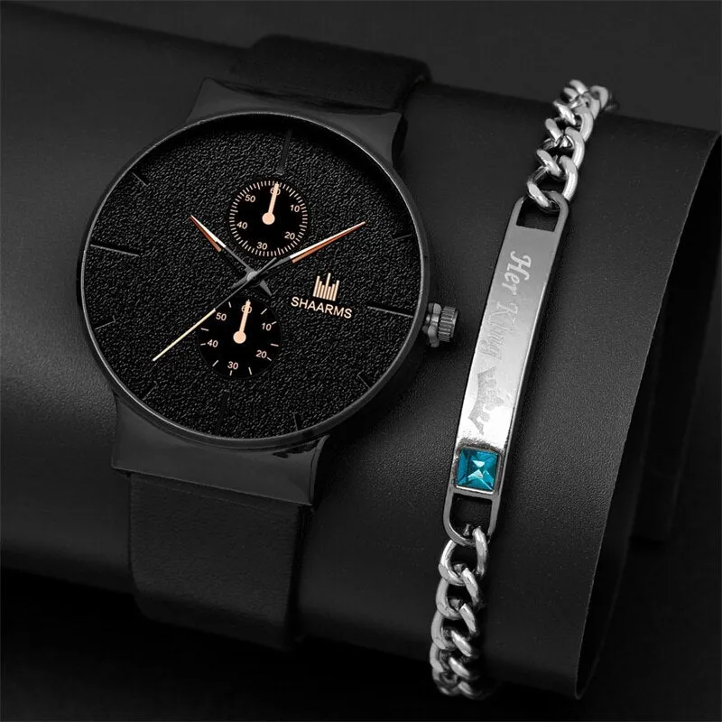 2pcs Set Fashion Mens Sports Watches Man