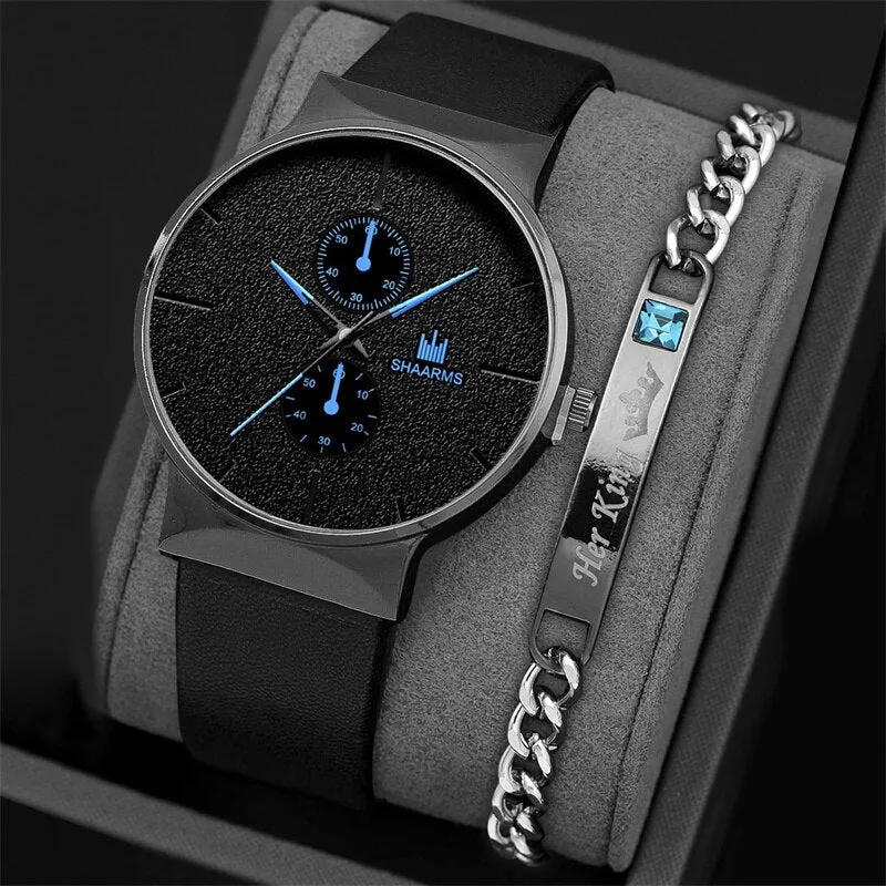 2pcs Set Fashion Mens Sports Watches Man