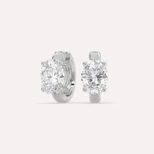 3 carat Oval Diamond Hoop Earrings