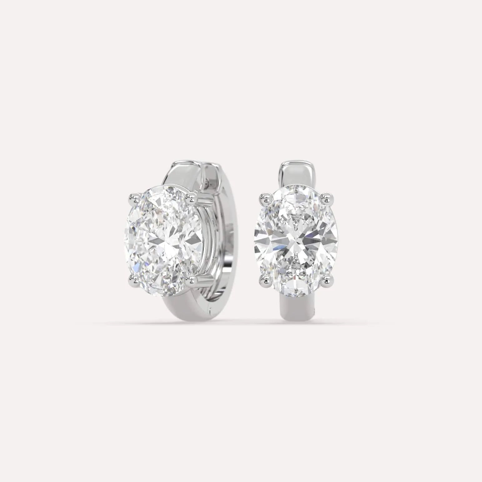 3 carat Oval Diamond Hoop Earrings
