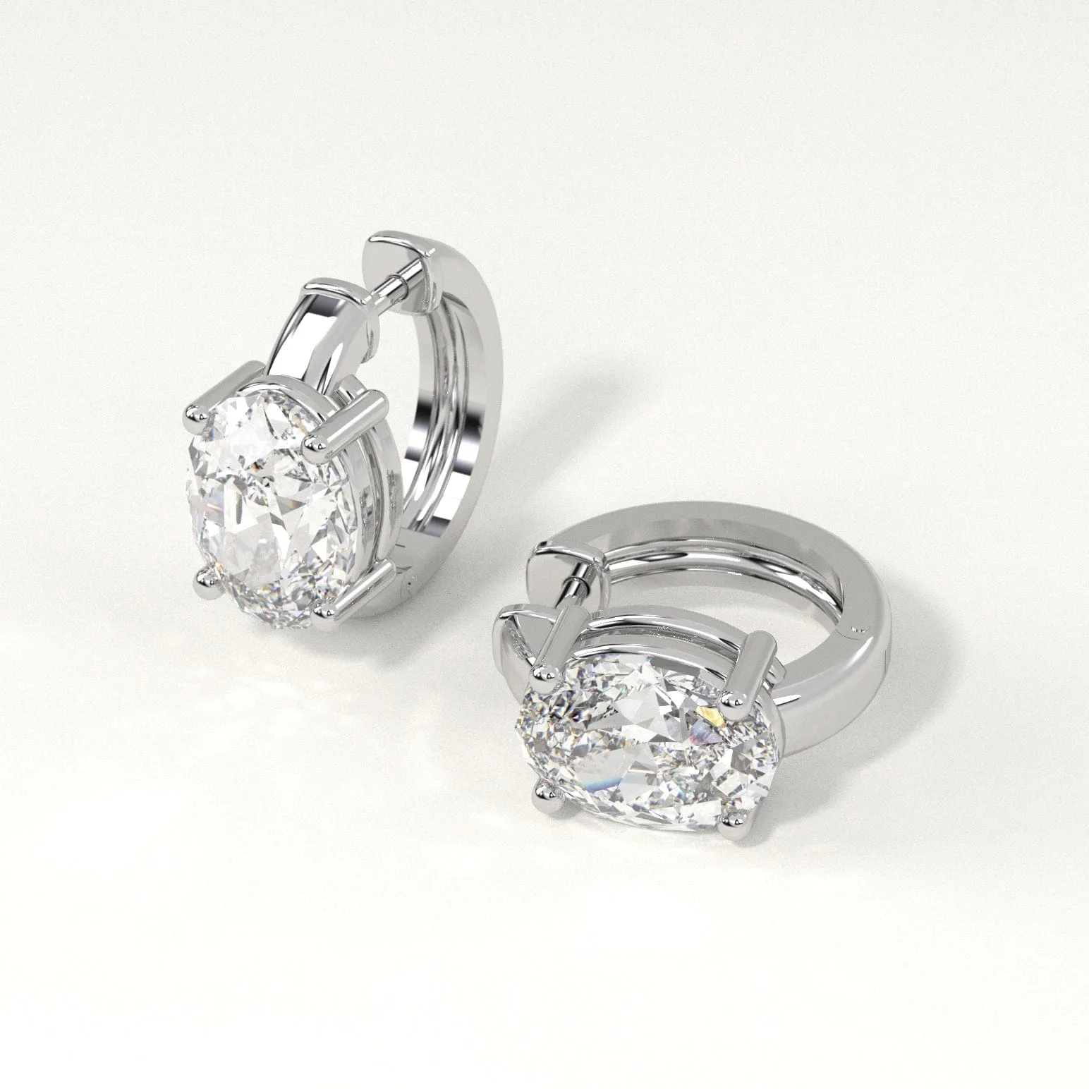 3 carat Oval Diamond Hoop Earrings