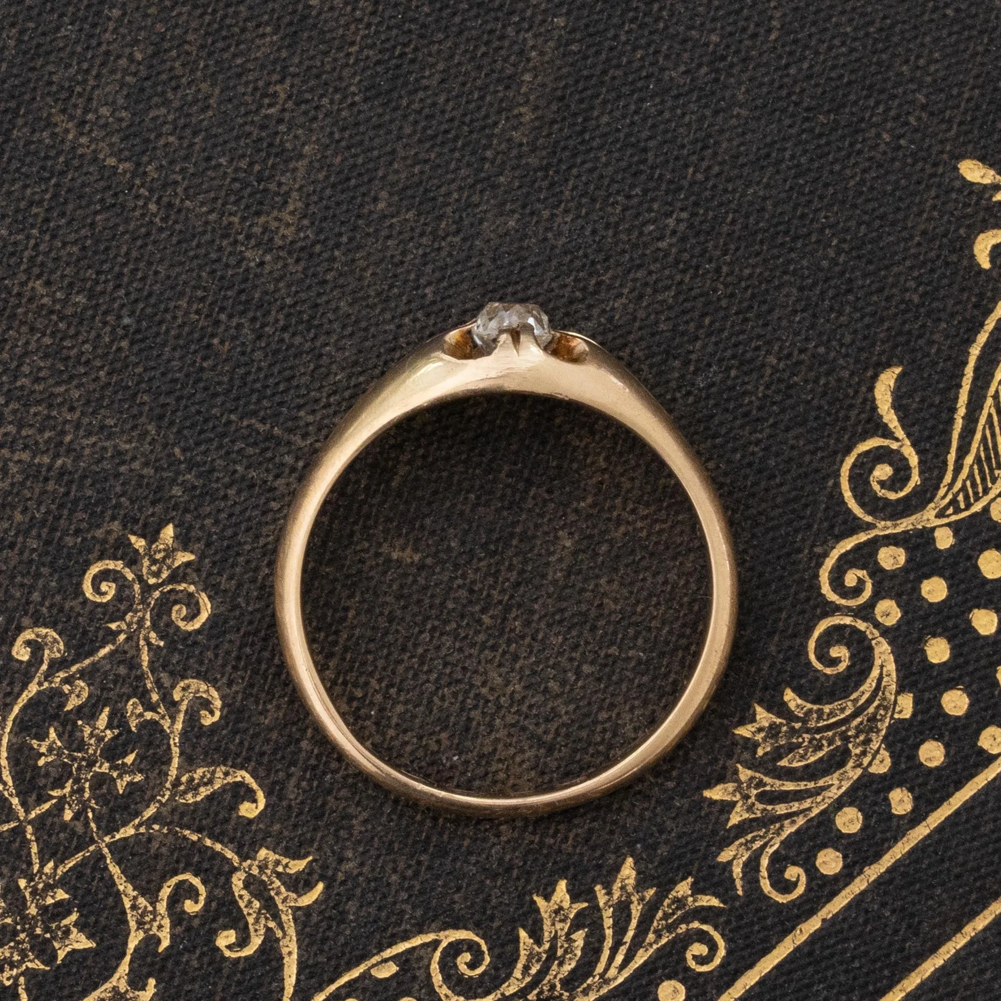 .30ct Antique Old Mine Cut Diamond Petite Belcher Ring