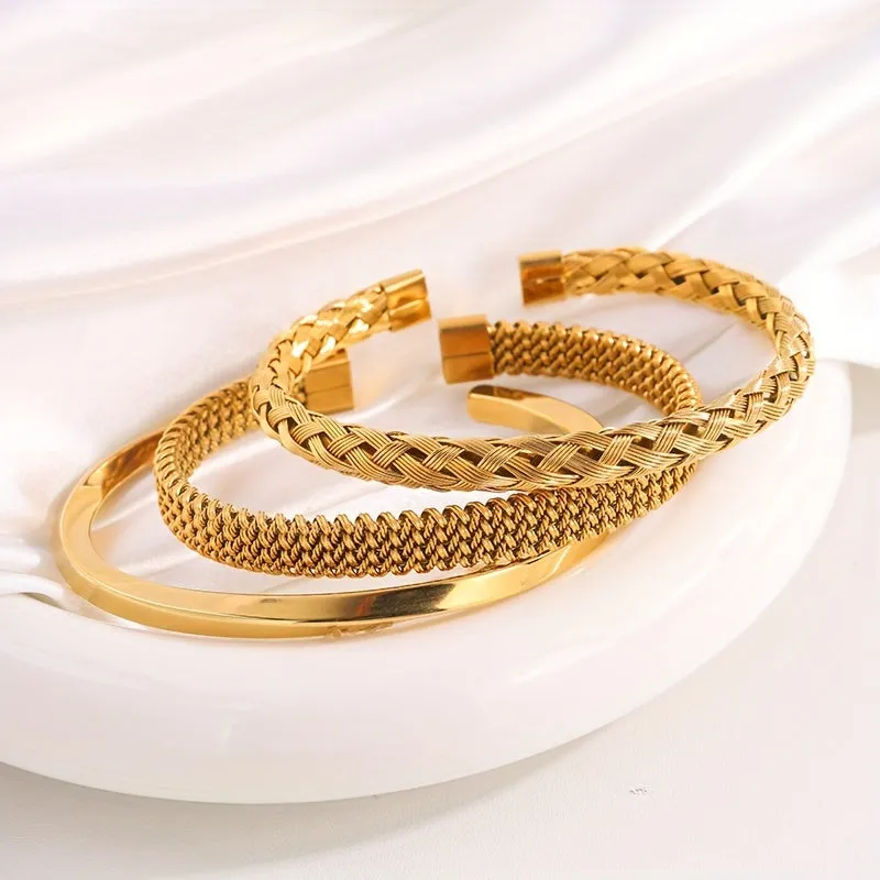 3pcs Men's Stainless Steel Bracelets, Waterproof and Wearable