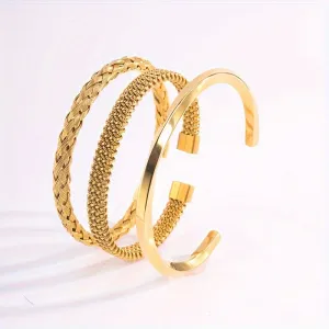 3pcs Men's Stainless Steel Bracelets, Waterproof and Wearable
