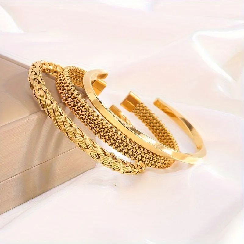 3pcs Men's Stainless Steel Bracelets, Waterproof and Wearable