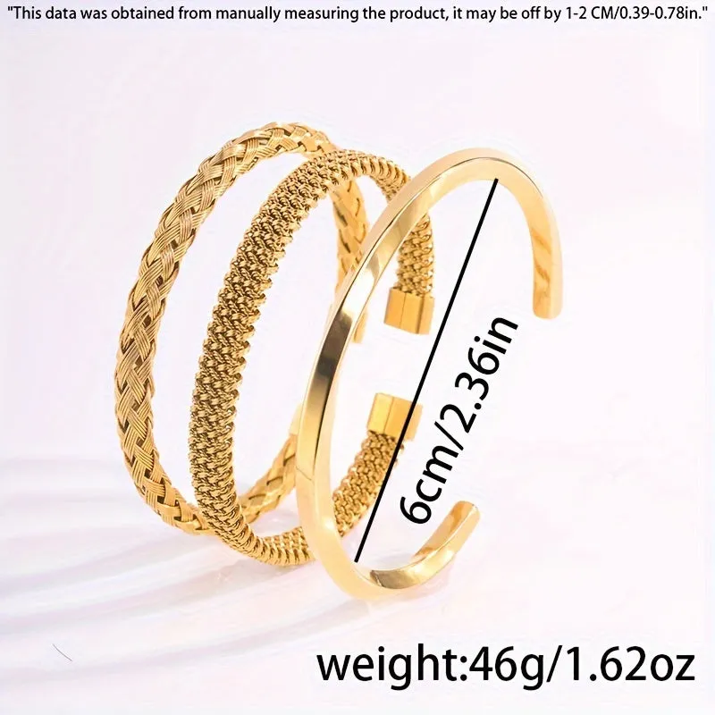 3pcs Men's Stainless Steel Bracelets, Waterproof and Wearable